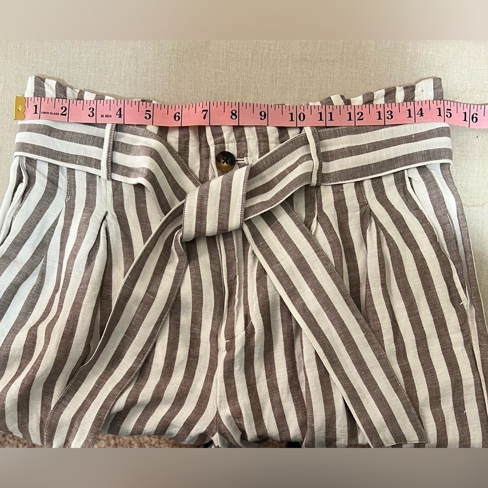 Breezy striped Linen-Blend Paperbag pants Madewell sz 4 Breezy comfy like new - Picture 7 of 12